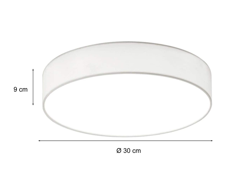 LED Deckenleuchte LUGANO Ø 30cm, Stoffschirm weiß mit Acrylabdeckung