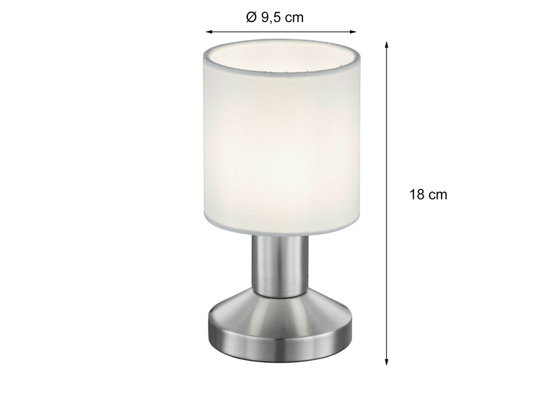 2er SET Tischleuchten mit Touchfunktion und Stoffschirm Weiß, Höhe 18cm