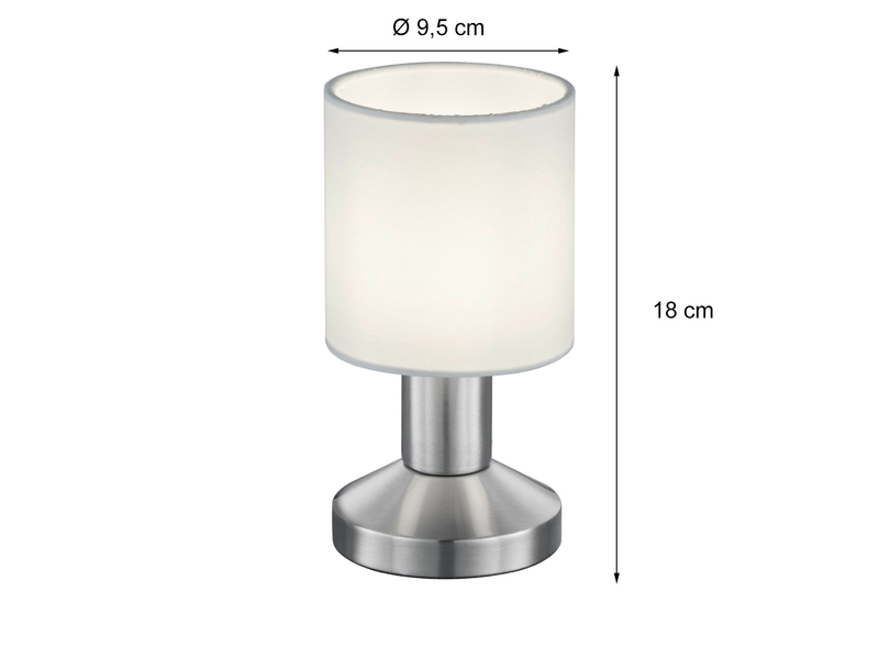 Klassische kleine LED Tischlampe mit Stoffschirm Weiß - Touchfunktion