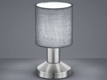 Trio LED Touch Tischleuchte mit STOFF Lampenschirm in Silber