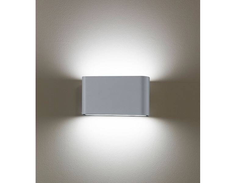 Flache LED Außenwandleuchte THAMES Up Down Light, IP54, Grau, 17,5cm breit