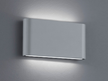 Flache LED Außenwandleuchte THAMES Up Down Light, IP54, Grau, 17,5cm breit