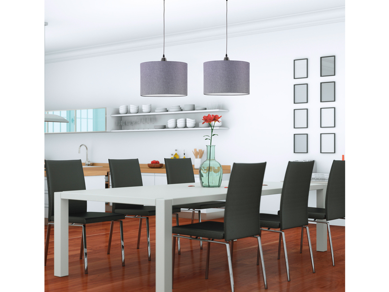 LED Pendelleuchte 1 flammig mit grauem Stoffschirm, Ø 40cm