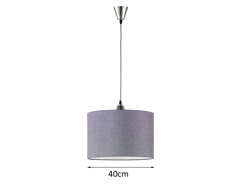 LED Pendelleuchte 1 flammig mit grauem Stoffschirm, Ø 40cm