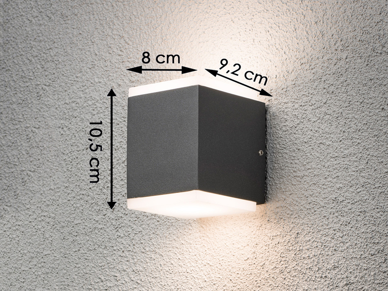 LED Außenwandleuchte MONZA Aluminium in Anthrazit, 2x 6 W, 1100 Lm, IP54