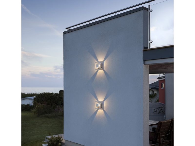 Viereckige LED Außenwandleuchte PESCARA, Alu weiß, 300 Lumen, IP54