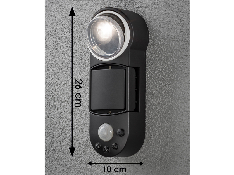 LED Außenwandleuchte PRATO mit Bewegungsmelder & Batterie, Schwarz, H 26cm
