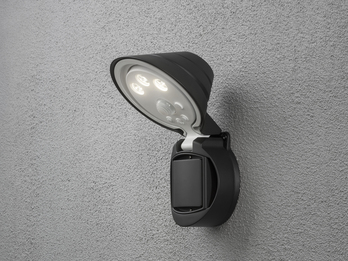 LED Außenwandleuchte PRATO mit Bewegungsmelder & Batterie, Schwarz, H 24cm