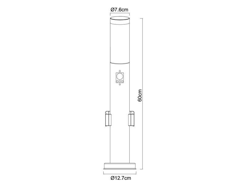 Wegeleuchte BOSTON mit Bewegungsmelder & Steckdosen in Silber, H 60cm