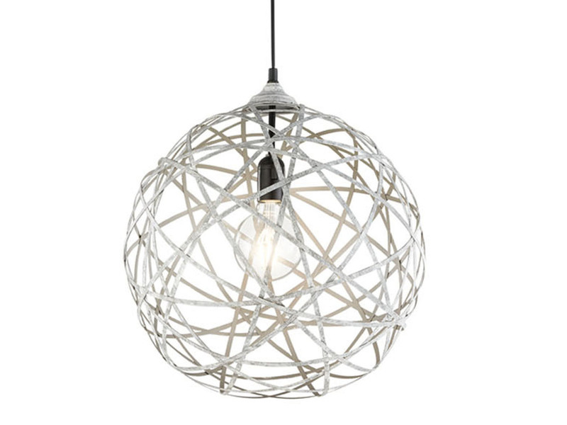 LED Kugel Pendelleuchte Grau Antik mit Drahtgeflecht, Ø 40cm