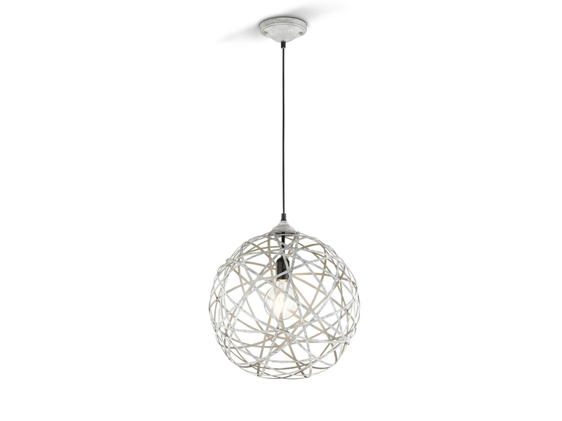 LED Kugel Pendelleuchte Grau Antik mit Drahtgeflecht, Ø 40cm