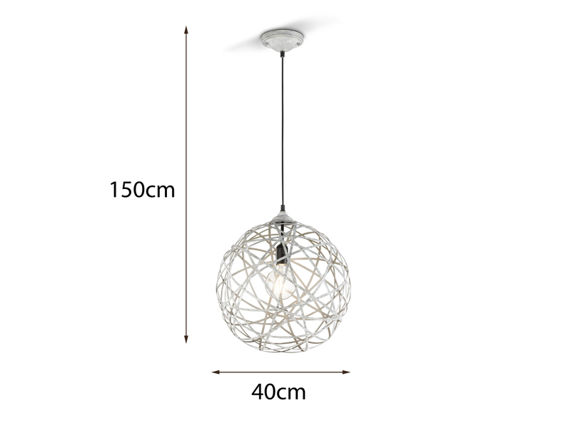 LED Kugel Pendelleuchte Grau Antik mit Drahtgeflecht, Ø 40cm