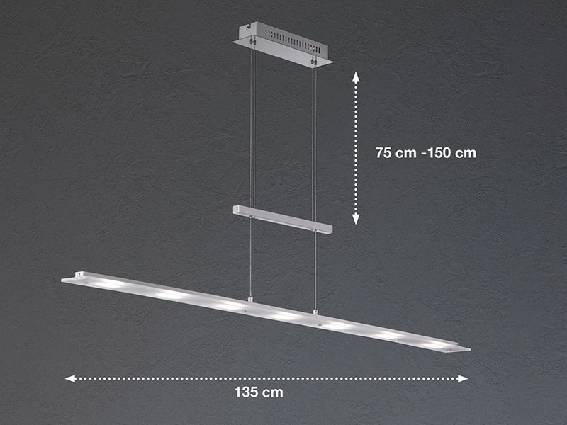 LED Hängeleuchte LARGO höhenverstellbar & dimmbar, Länge 135 cm