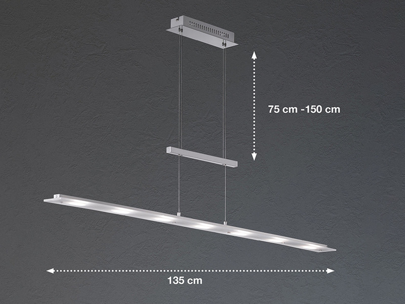 LED Pendelleuchte LARGO dimmbar & höhenverstellbar, Breite 135 cm