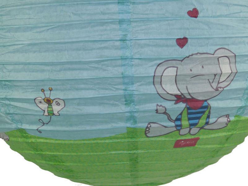 Papier Lampenschirm fürs Kinderzimmer mit fröhlichem Elefanten Motiv Ø 40cm