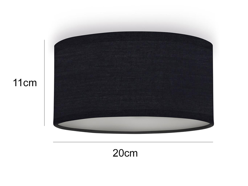 LED Deckenleuchte Stoff Schwarz / Abdeckung satiniert, Ø 20cm