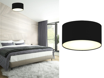 LED Deckenleuchte Stoff Schwarz / Abdeckung satiniert, Ø 20cm