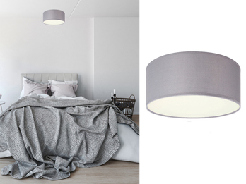 LED Deckenleuchte Stoff Grau / Abdeckung satiniert, Ø 20cm