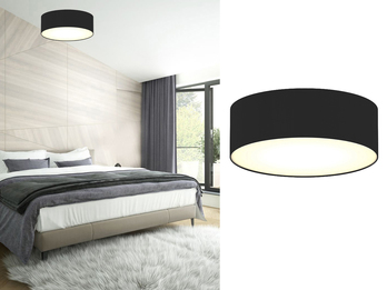 Deckenlampe mit LED, Stoff schwarz/Abdeckung satiniert, Ø 30 cm, CEILING DREAM