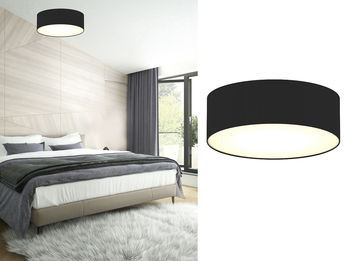 LED Deckenleuchte Stoff Schwarz / Abdeckung satiniert, Ø 30cm