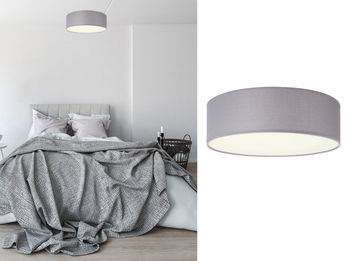 LED Deckenleuchte Stoff Grau / Abdeckung satiniert, Ø 30cm