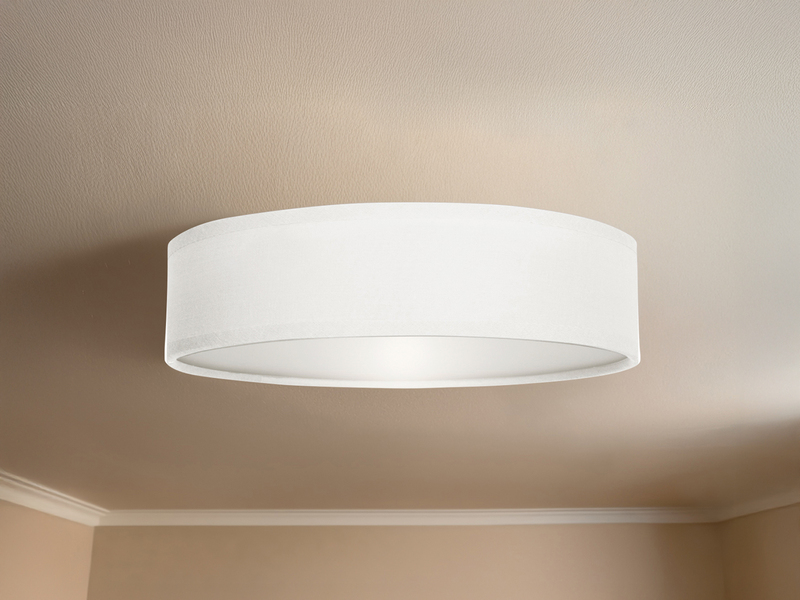 LED Deckenleuchte Stoff Weiß / Abdeckung satiniert, Ø 40cm