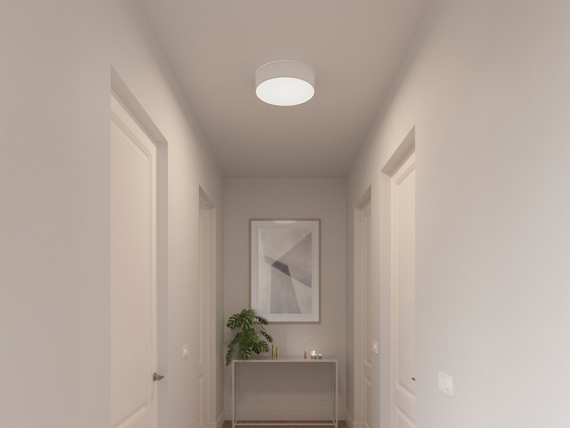 LED Deckenleuchte Stoff Weiß / Abdeckung satiniert, Ø 40cm