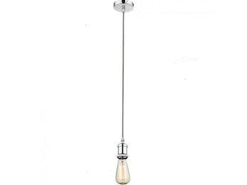 Vintage Schnurpendel mit E27 Filament LED Textil Grau, Ø 10cm