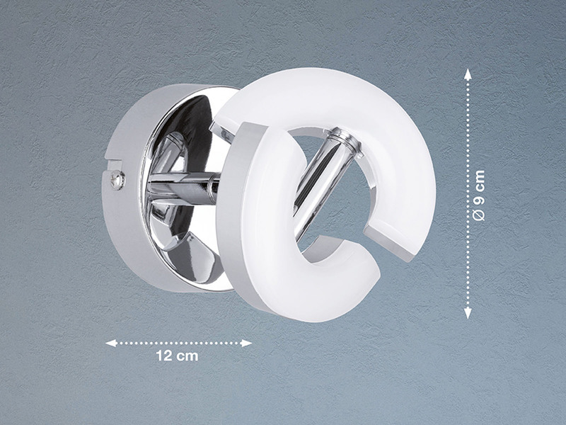 LED Wandspot DONUT Chrom, Spot drehbar, Breite 9cm