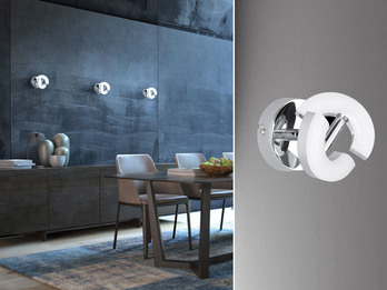 LED Wandspot DONUT Chrom, Spot drehbar, Breite 9cm