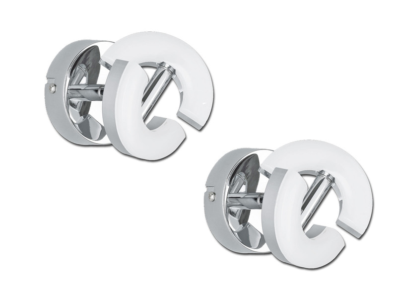 2er SET LED Wandstrahler Chrom, Spot drehbar, Breite 9cm