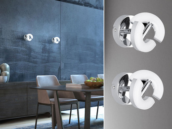 2er SET LED Wandstrahler Chrom, Spot drehbar, Breite 9cm