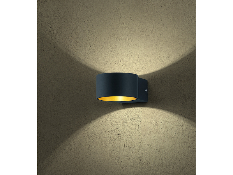 LED Wandleuchte LACAPO mit Up- & Down Lichteffekt, schwarz / gold, Osram LED