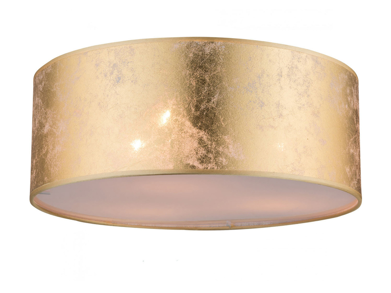 LED Deckenleuchte mit Stoff Lampenschirm goldfarbig, Ø 40cm