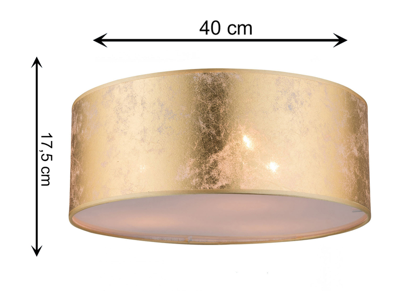 LED Deckenleuchte mit Stoff Lampenschirm Ø 40cm, goldfarbig