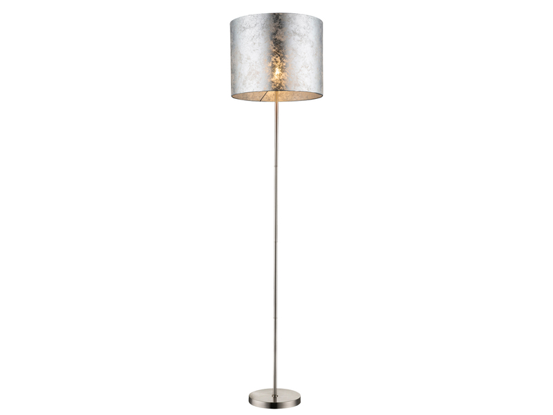 Design Stehlampe AMY mit Stoffschirm silberfarbig, Höhe 160cm