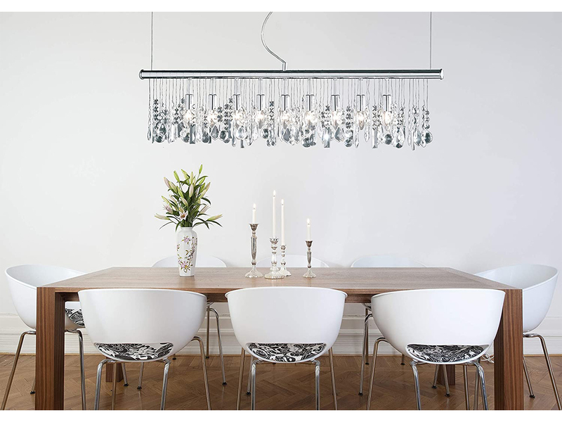 Design LED Pendel Lampe Leuchte Kristalle behang Hängeleuchte Ess Zimmer Tisch 