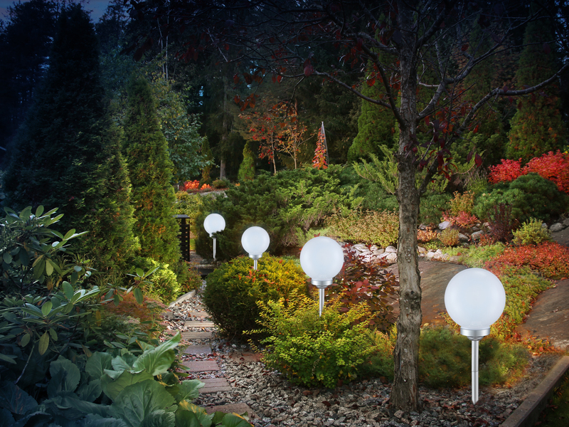 LED Solarkugeln Garten - 2er SET, Leuchtkugel Ø 30cm mit Erdspieß