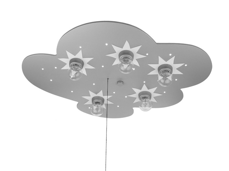 Kinder Deckenleuchte Wolke, Titan mit Sternen Zugschalter für LED-Schlummerlicht