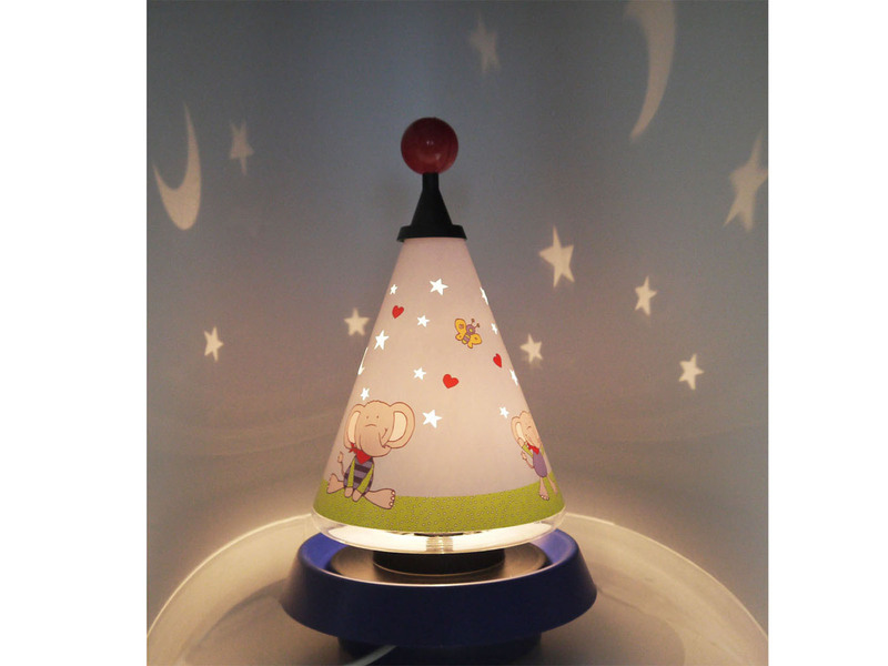 Tischlampe Kinderzimmer Carrousel Sterne projiziert und Mond