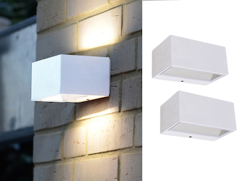Zweiflammige LED Wandlampe für draußen Up & Downbeleuchtung im Clean Cut Design 