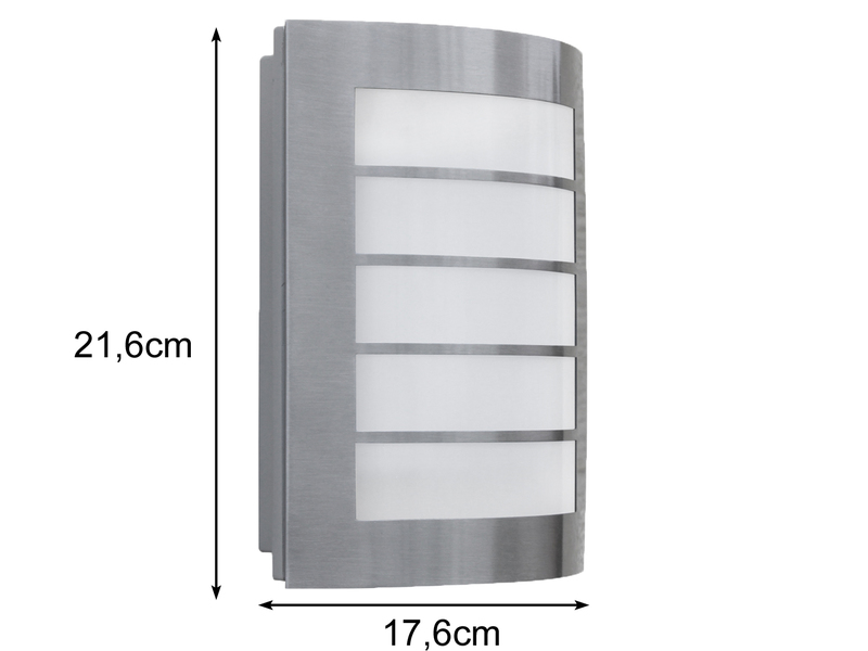 Dezente Edelstahl LED Außenwandleuchte SLIM, IP44, 21,6 x 17,6 cm