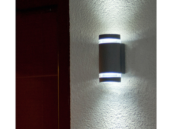 Moderne LED Außenwandleuchte FOCUS, Aluminiumguss Silber, Fassadenbeleuchtung