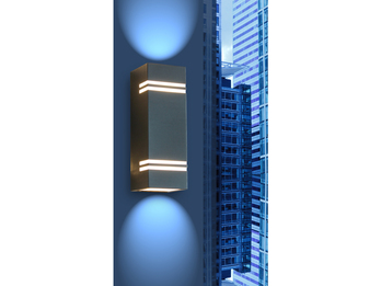 Edelstahl LED Außenwandleuchte STRIPES, Fassadenbeleuchtung, Up & Downlight