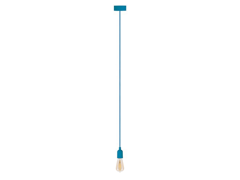 Universal Schnurpendel Textil blau mit E27 Filament LED, Kabel 140cm