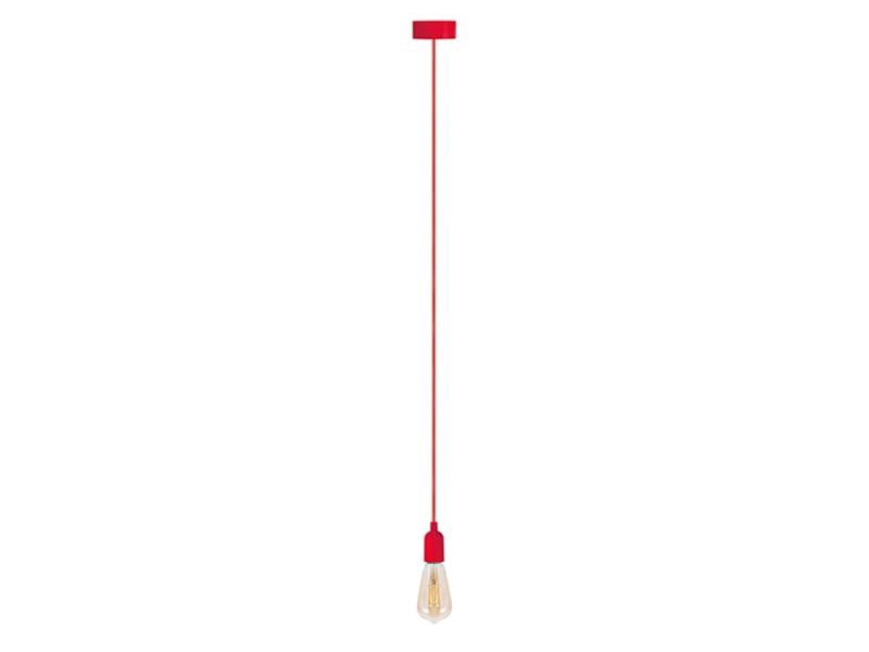 Universal Schnurpendel Textil rot mit E27 Filament LED, Kabel 140cm