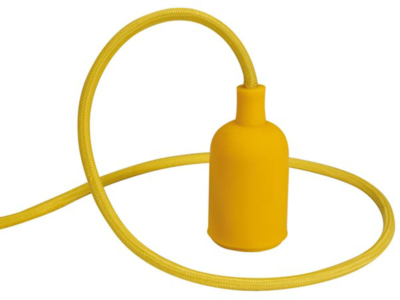 Universal Schnurpendel Textil gelb für Hängelampe E27 max. 60W, Kabel 140cm