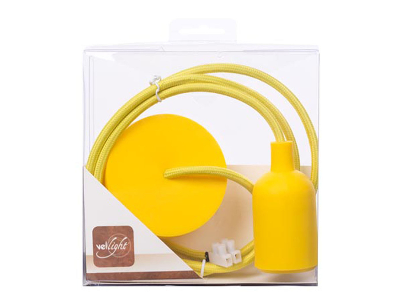 Hängelampe E27 Fassung Aufhängung Schnurpendel Pendelleuchte Textilkabel gelb 