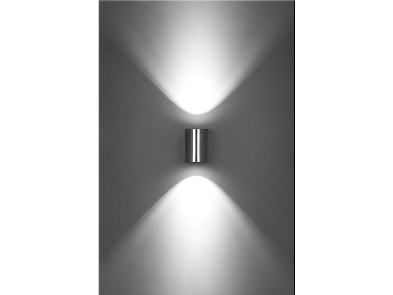 LED Außenwandleuchte GEMINI mit Up and Downlight & IP54 Edelstahl, 13,5cm hoch