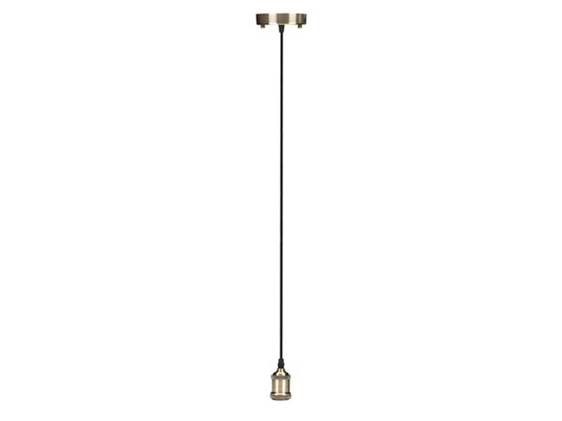 Universal Schnurpendel für Hängelampe E27 Bronze / Kabel Textil Schwarz, Ø 8,5cm